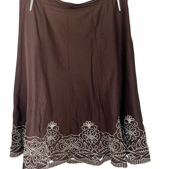 Apt.9 skirt women’s size 8 Chocolate Brown embroidered eyelet flare VTG Y2K - Picture 3 of 7